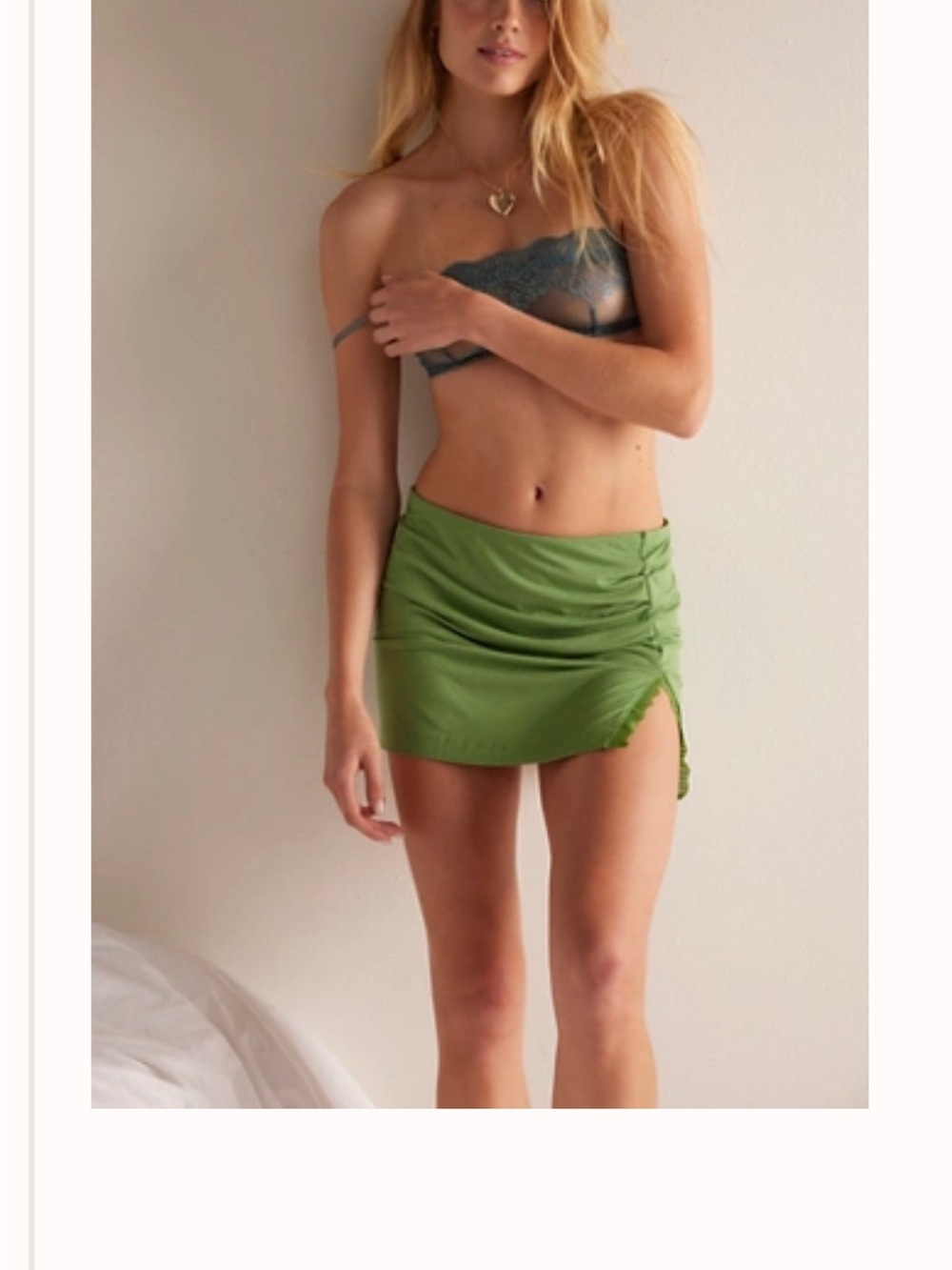 NWT Any Night Half Slip Mini Skirt Green Size L